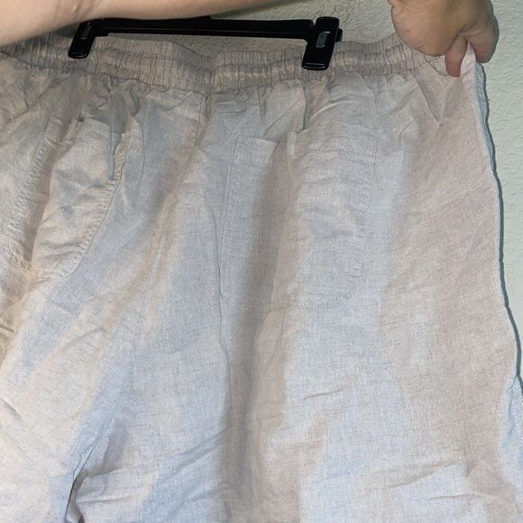 New Women linen shorts 3X Drawstring Tan Khaki light lagen cottage travel - Picture 7 of 9